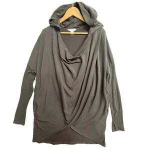 ATHLETA Oversized Wrap Hoodie Tunic M Charcoal Longline Thumbhole Top